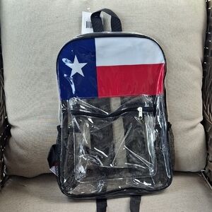 Patriotic Clear Backpack with Texas Flag Design